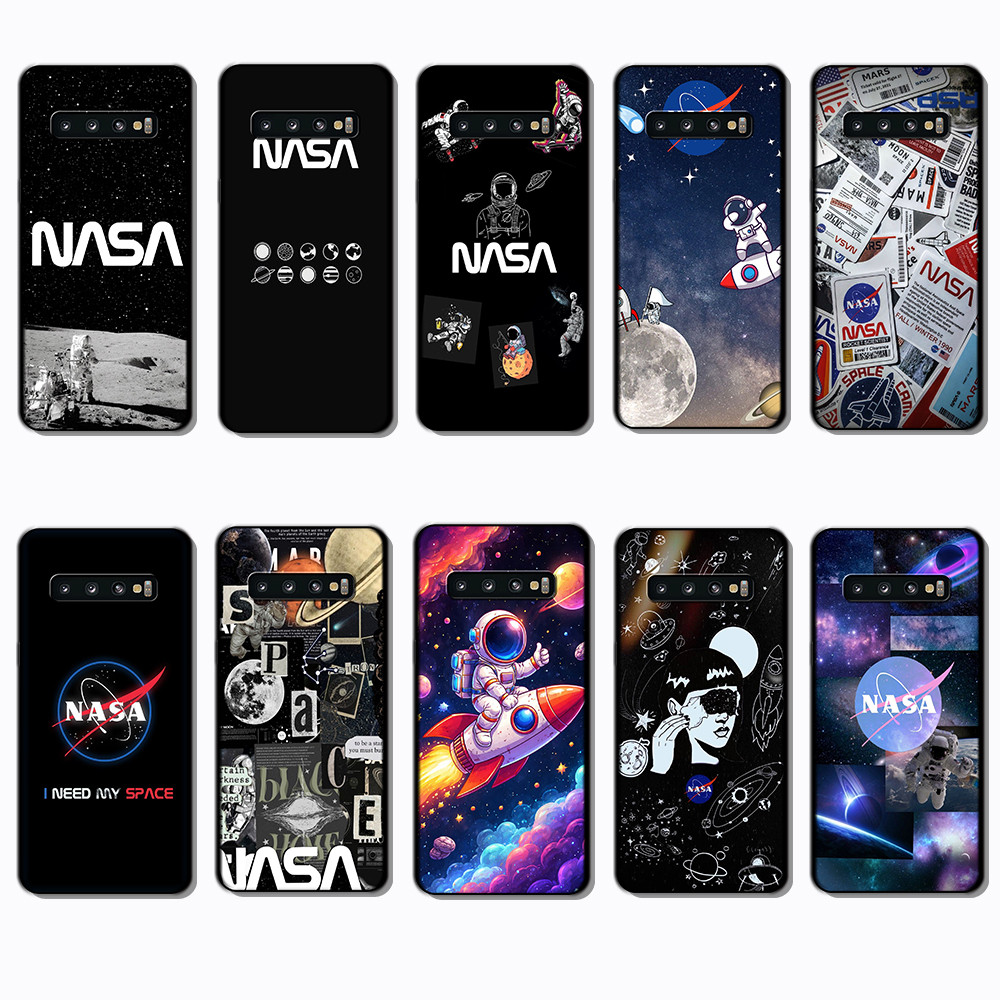 Para 3c Samsung Galaxy S7 Edge S8 S9 S10 Plus S10E nasa Capa De TPU Preta Macia