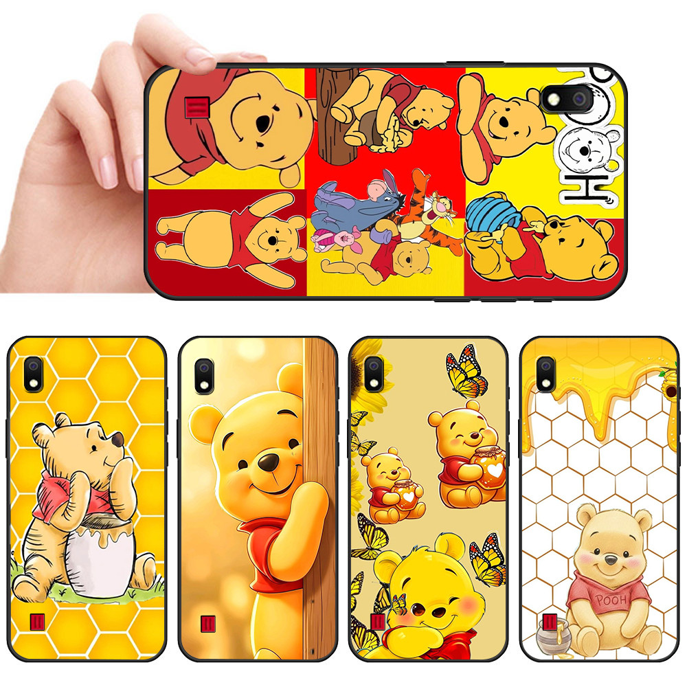 Capa De Telefone Preta Macia Para Samsung A6 A7 A8 A9 A01 A02 A10 A10S Urso Amaelo floresta Estil fofo Embalagem Proteto