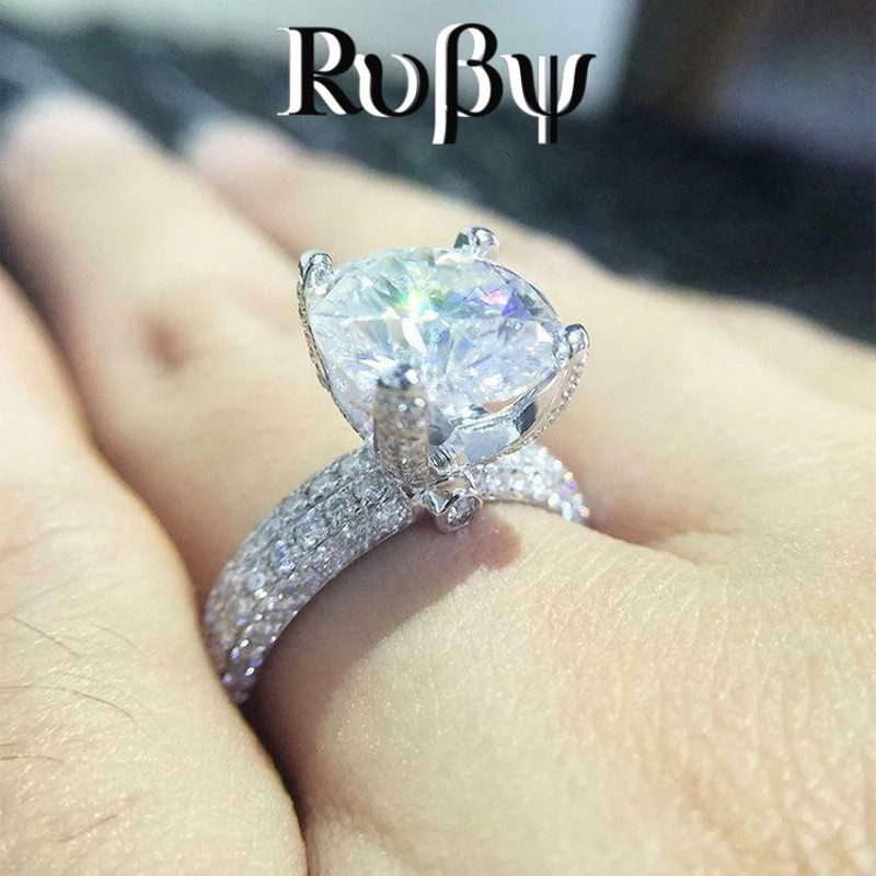 Anel europeu americano rubi feminino Pavé incrustado exagerado coroa redonda anel de casamento de alto suporte anel de n