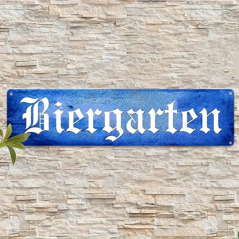 Placa De Metal Biergarten Alemã Plana 2D-Alumínio Vintage Para Jardim De Cerveja Decoração De Pub , Bar E Oktoberfest