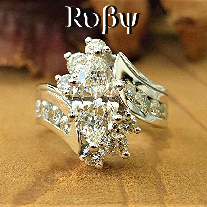 Rubi europeu americano jóias criativo cavalo olho forma zircão anel feminino nicho Design anel de luxo
