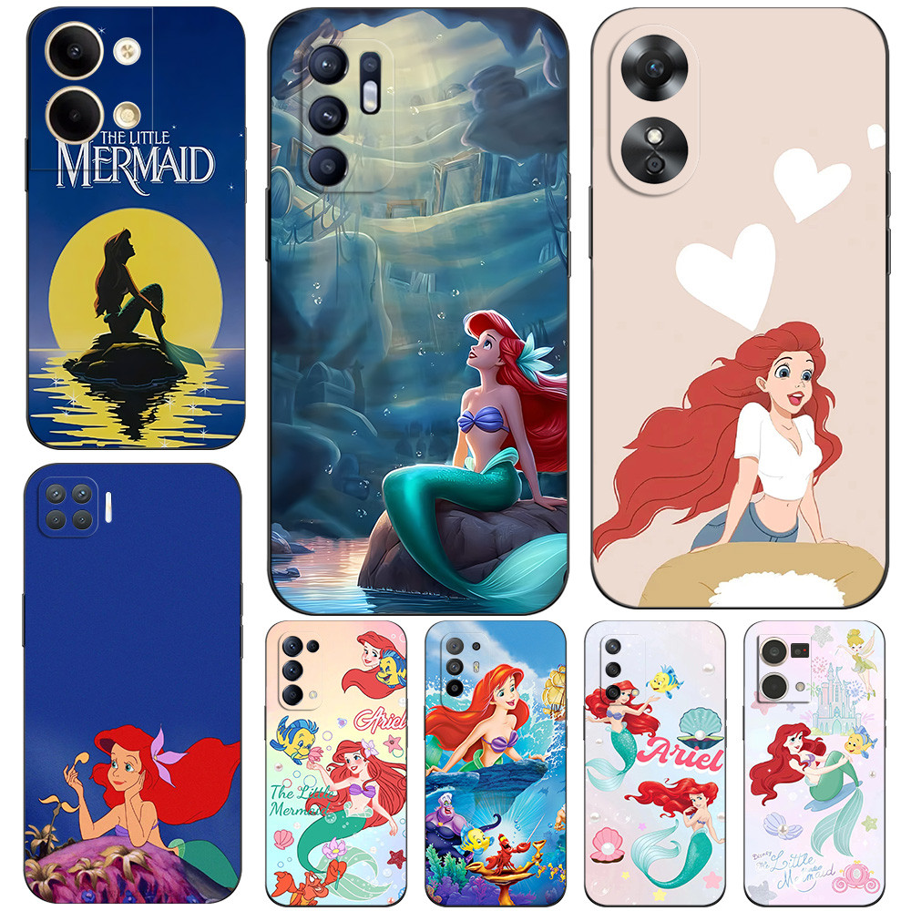 Capa Para OPPO A1K K3 K10 A77 5G 2022 Traseira De Telefone Silicone Macio Preto Tpu Sereia Princesa A Pequena