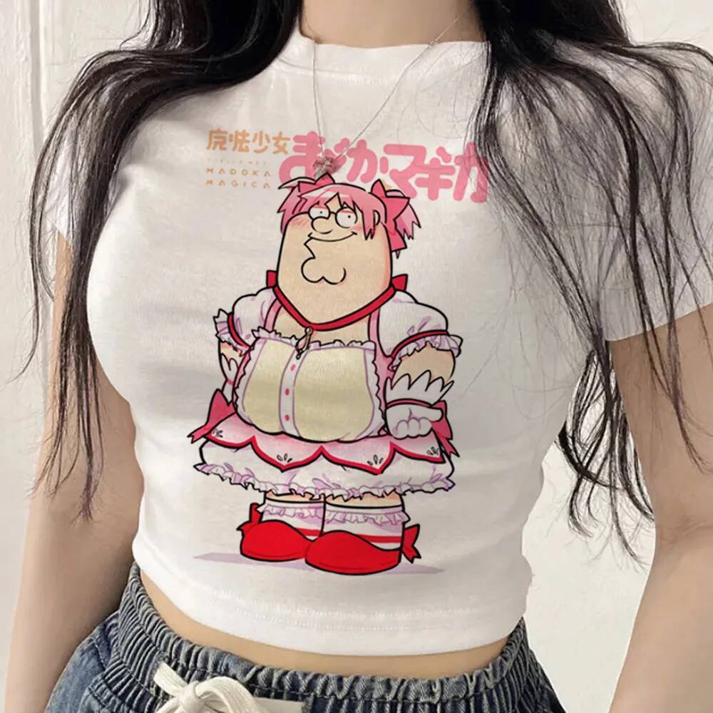 Madoka Magica crop top Feminino Gótico Dos Anos 2000 grunge Barato anime Camiseta meme Mangá