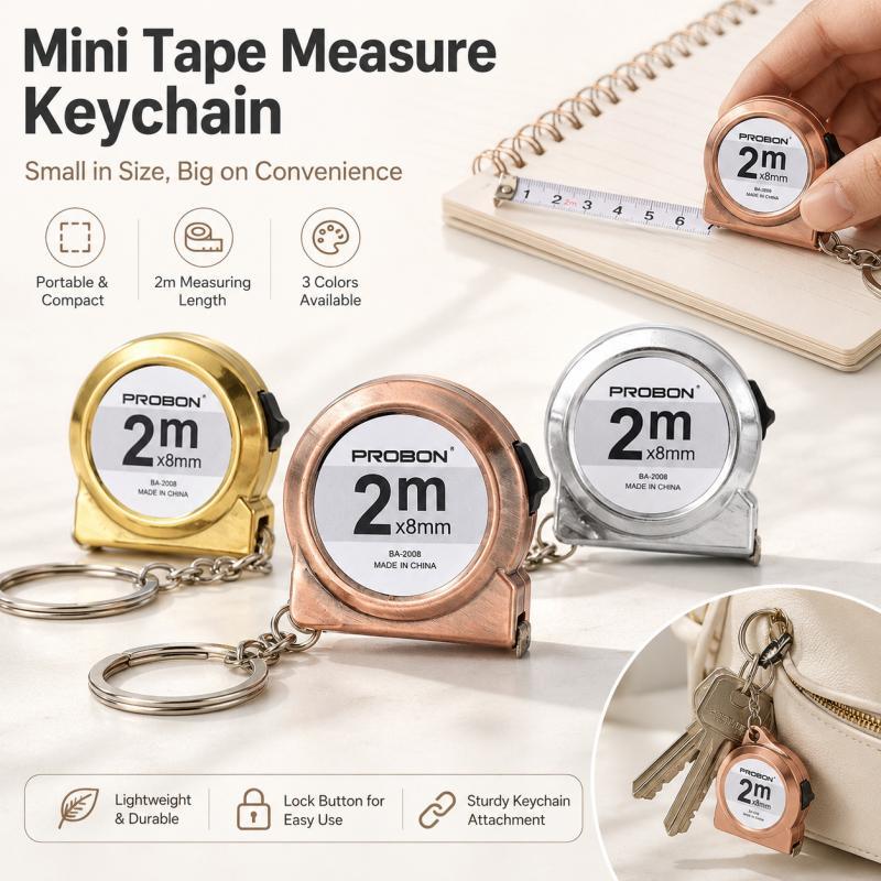 Mini Chaveiro De Fita Métrica , Retrátil Portátil De 2M , Régua De Bolso Compacta Para Casa , Escritório , Faça Você Mes