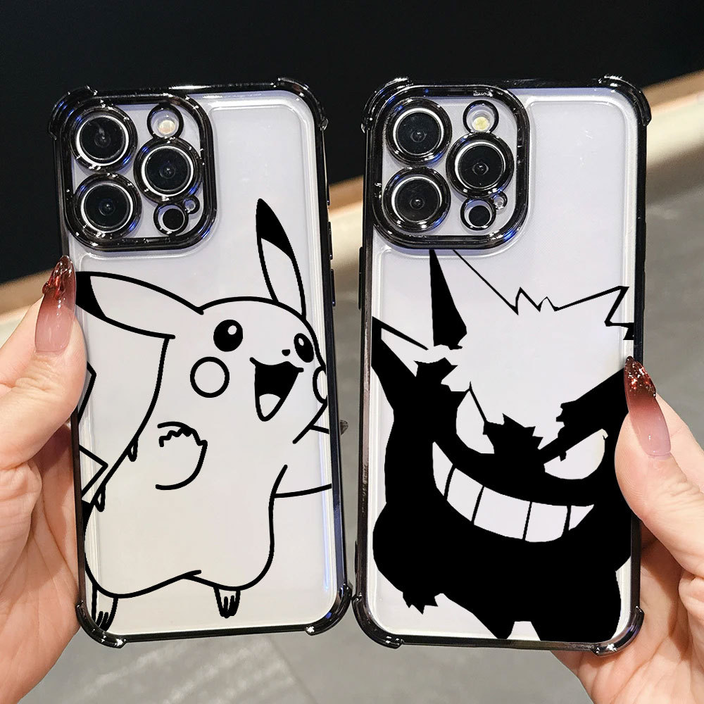 Capa Anti-Choque Pokémon Black Pocket Monster Para Samsung A57 A37 A27 A17 A07 A56 A36 5G A52S Material Macio A06 A55 A5