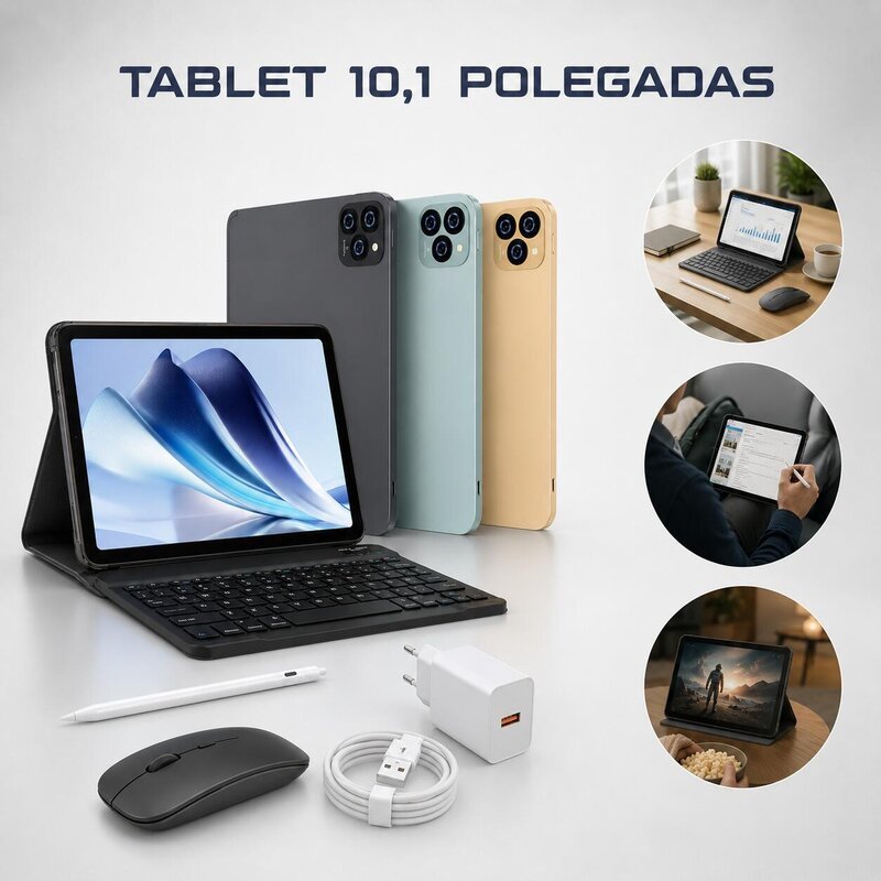 Tablet A-Tab 8 512GB 8GB Ram A-touch Tela 10.1 Polegada 1280x800px IPS Caneta e Fone Android Teclado