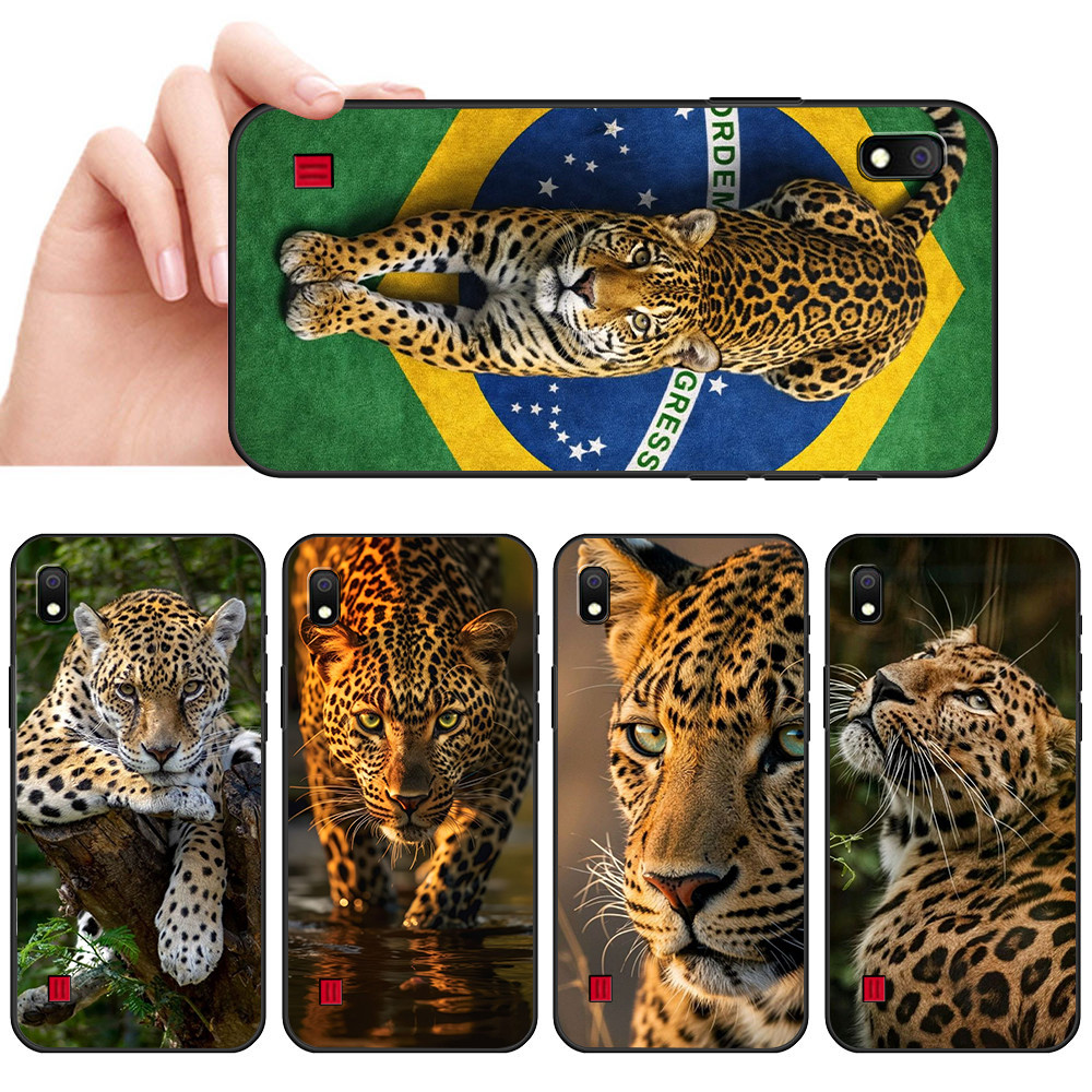 Capa De Telefone Preta Macia Para Samsung , A6 , A7 , A8 , A9 , A01 , A02 , A10 , A10S , Onça , Brasil , arte , selvagem