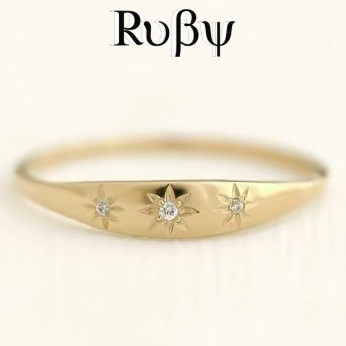 Ruby 2026 novo estilo simples banhado a ouro hexagrama anel estilo criativo girassol senhoras moda All-Match acessórios