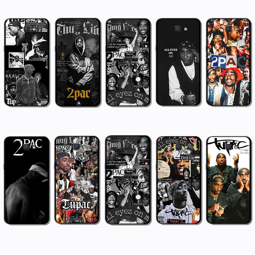 Para 3c Samsung Galaxy J4 J4 Plus J4 J5 J7 J6 Prime 2Pac Tupac Capa De TPU Preta Macia