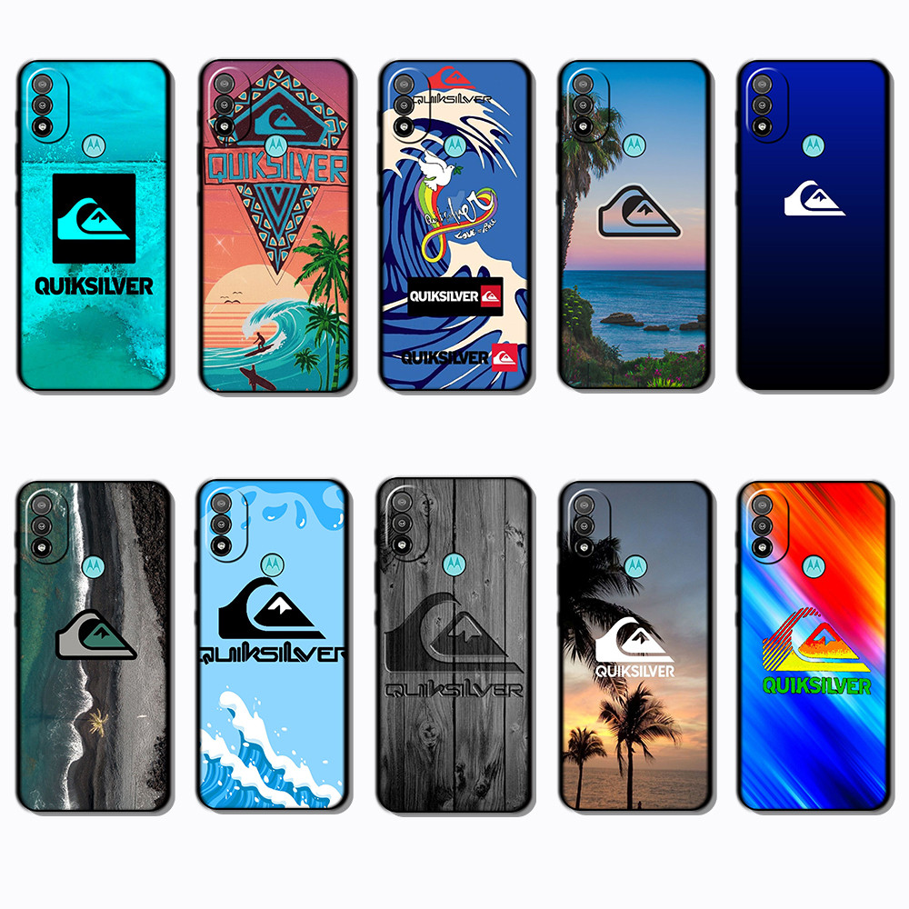 Para 3c Motorola Moto E20 E30 E40 Logotipo quiksilver Capa De Telefone Colorida TPU Preta Macia