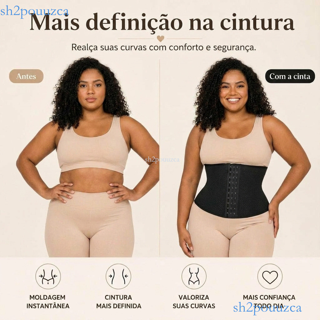 Cinta Modeladora Abdominal Plus Size Feminina Alta Compressão Ajustável Respirável para Academia Preto e Bege ✨sh2p