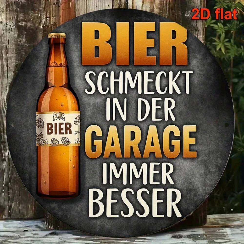 " 1 Peça Sinal De Metal De Cerveja Alemã Vintage 30x30cm | 8 Pol .'Bier Schmeckt In Der Garage Besser Man Cave/Decor "