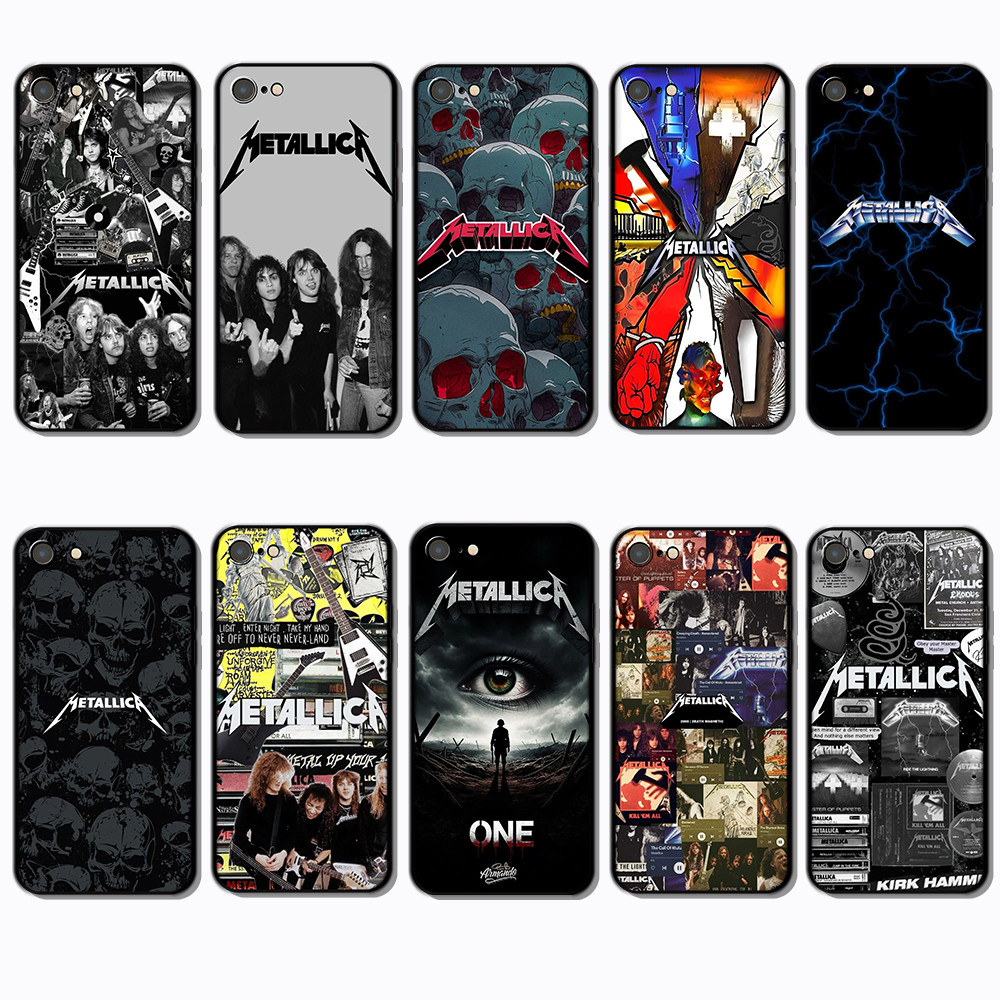 Para 3c iPhone 5 5s 6 6s 6 Plus 7 SE Metallica Capa De TPU Preta Macia