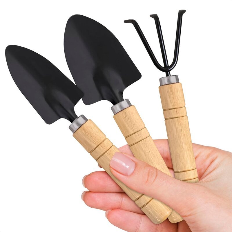 Kit 3 Ferramentas de Jardinagem para Vasos: Pás e Ancinho