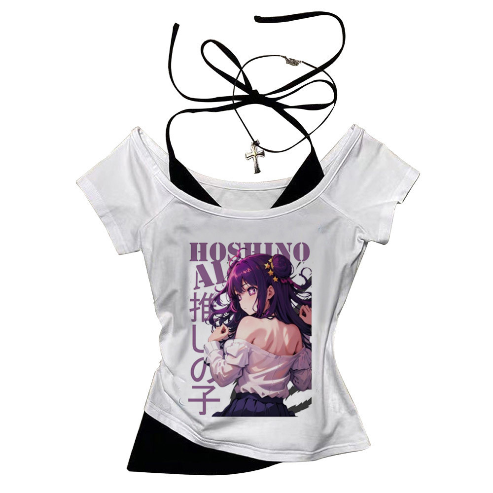 Oshi No Ko Colheita Topo Grunge Coquete Fino Ajuste Bonito Streetwear shoujo Estilo Menina Estética y2k 2025 Adolescente