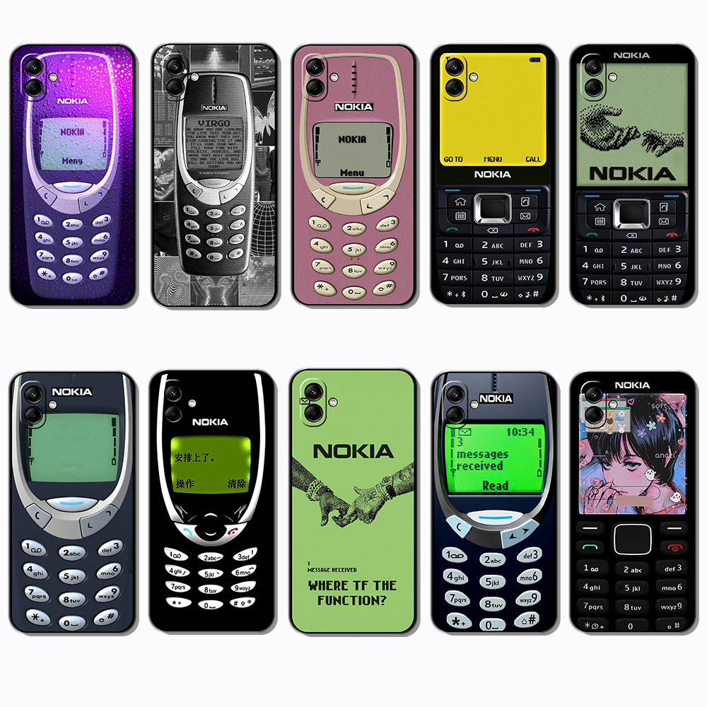 Para 3c Samsung Galaxy A04 A04E A05 A06 A07 Nokia Retro Capa De TPU Preta Macia