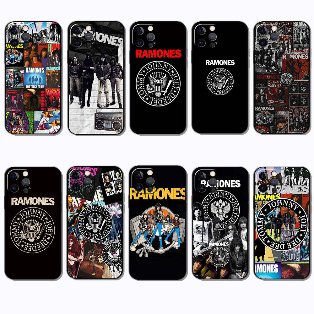 Para 3c iPhone 14 15 Plus 15 16 Pro Max Ramones Capa De TPU Preta Macia