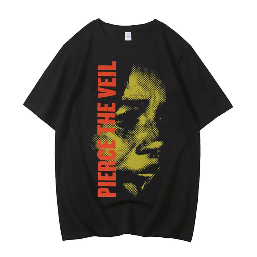 Pierce the Veil Camiseta De Algodão Adolescente Punk Vintage Estética Camisa Colorida Gótica harajuku Cultura Pop Gráfic