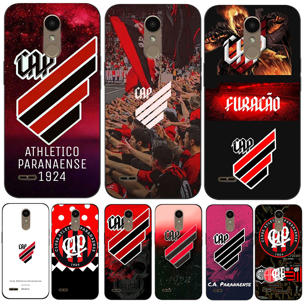 Capa Para LG K10 2018 thinQ Traseira De Telefone Silicone Macio Preto Tpu Atlético Paranaense Boné Vermelho Listra