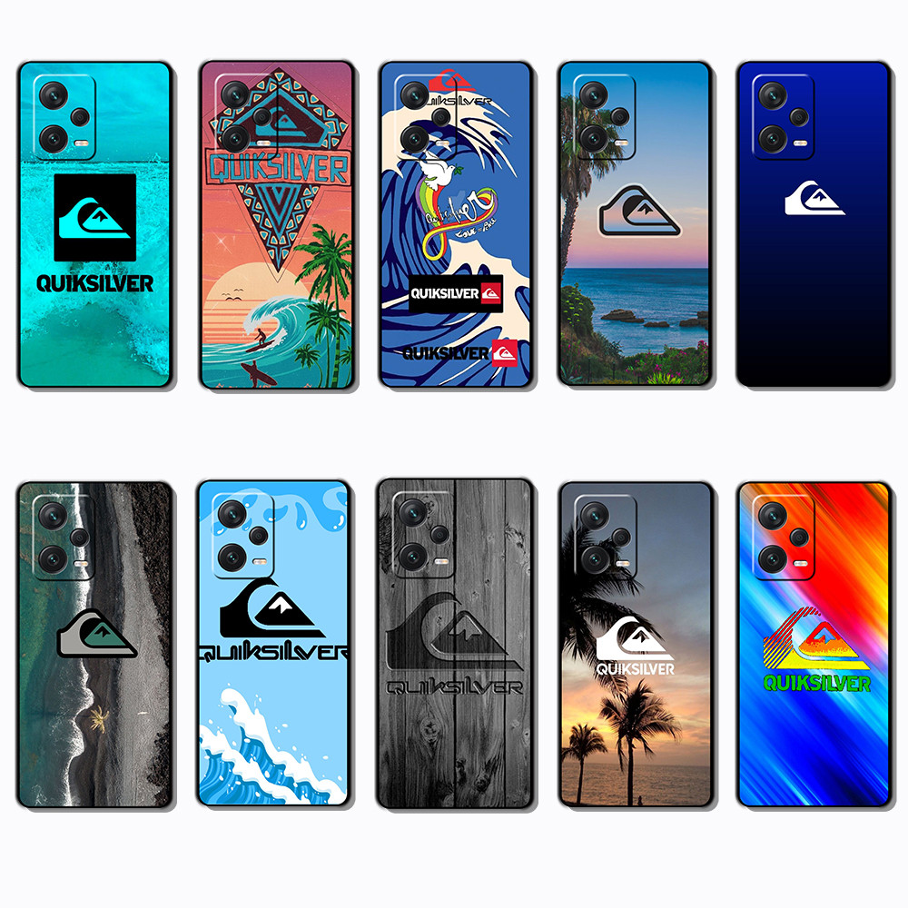 Para 3c Xiaomi POCO F5 Redmi Note 12 Turbo quiksilver Logotipo Capa De Telefone Colorida TPU Preta Macia