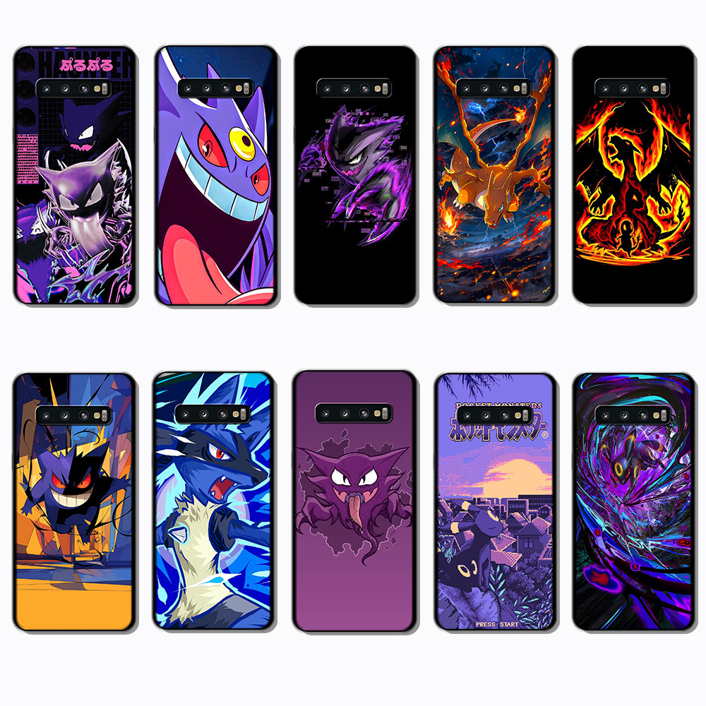 Para 3c Samsung Galaxy S7 Edge S8 S9 S10 Plus S10E Pocket Monsters Capa De TPU Preta Macia