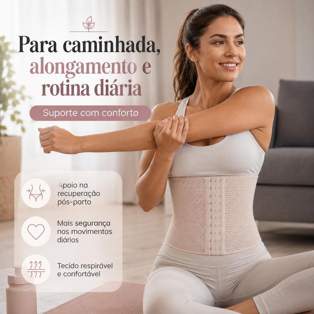 Cinta Modeladora Pós-Parto Feminina Abdominal Compressão Ajustável Respirável Com Colchetes PP ao GG-M01