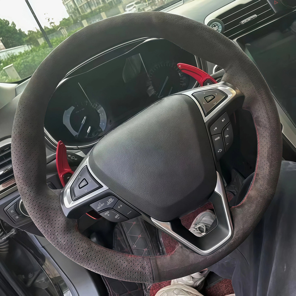 Capa De Volante De Carro Costurada À Mão Personalizada De Couro Artificial DIY Para Ford Edge 4dr SUV 2015 2016 2017 Fus