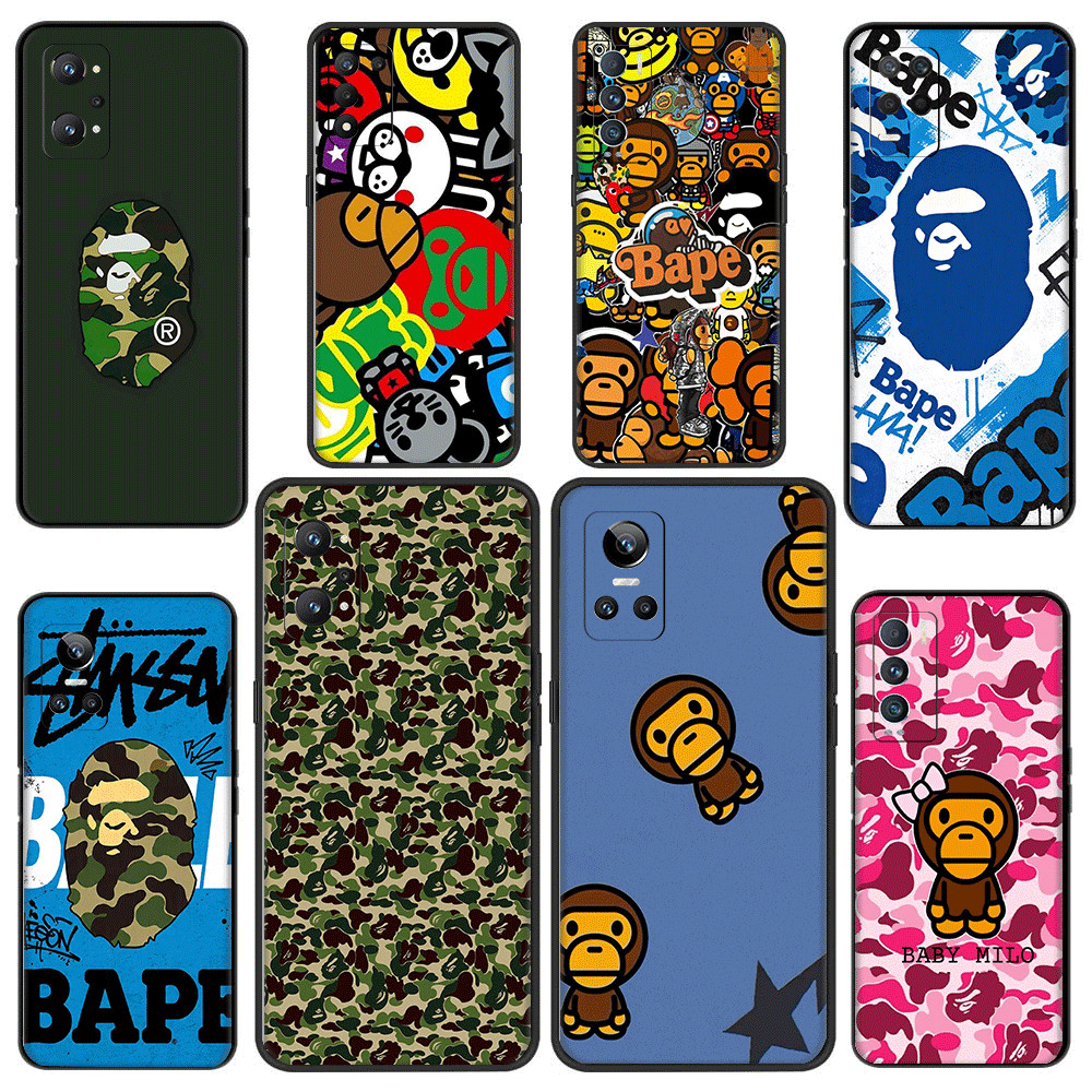 Realme 3 5 6 7 8 Pro 5i 5s Q 6i 7i Compatibilidade TPU Preto Invólucro Capas De Telefone Capa Protetora Macia BAPE A Bat