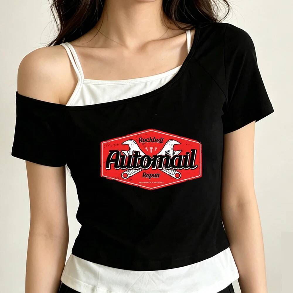 Fullmetal Alchemist crop top Adolescente Moda Coreana Camiseta Gráfica gyaru Alternativa Fofa