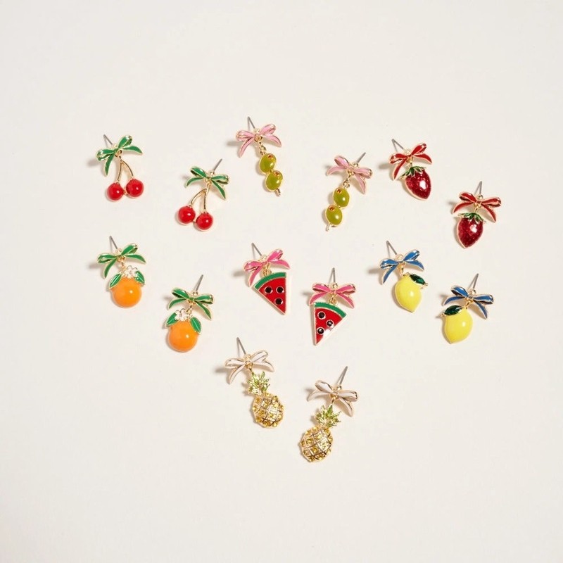 Brincos de frutas estilo feminino fofos e frescos em cereja morango melancia brincos de desenho animado