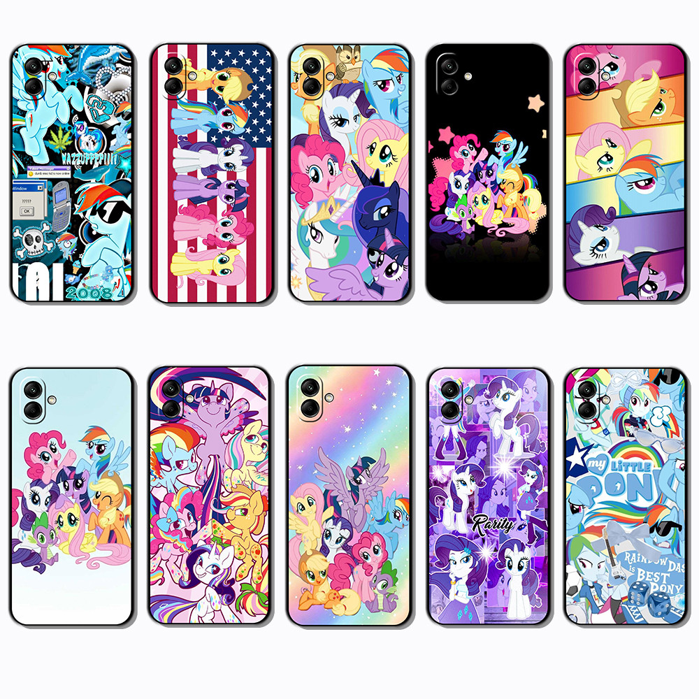 Para 3c Samsung Galaxy A04 A04E A05 A06 A07 My Little Pony Capa De Telefone Colorida TPU Preta Macia