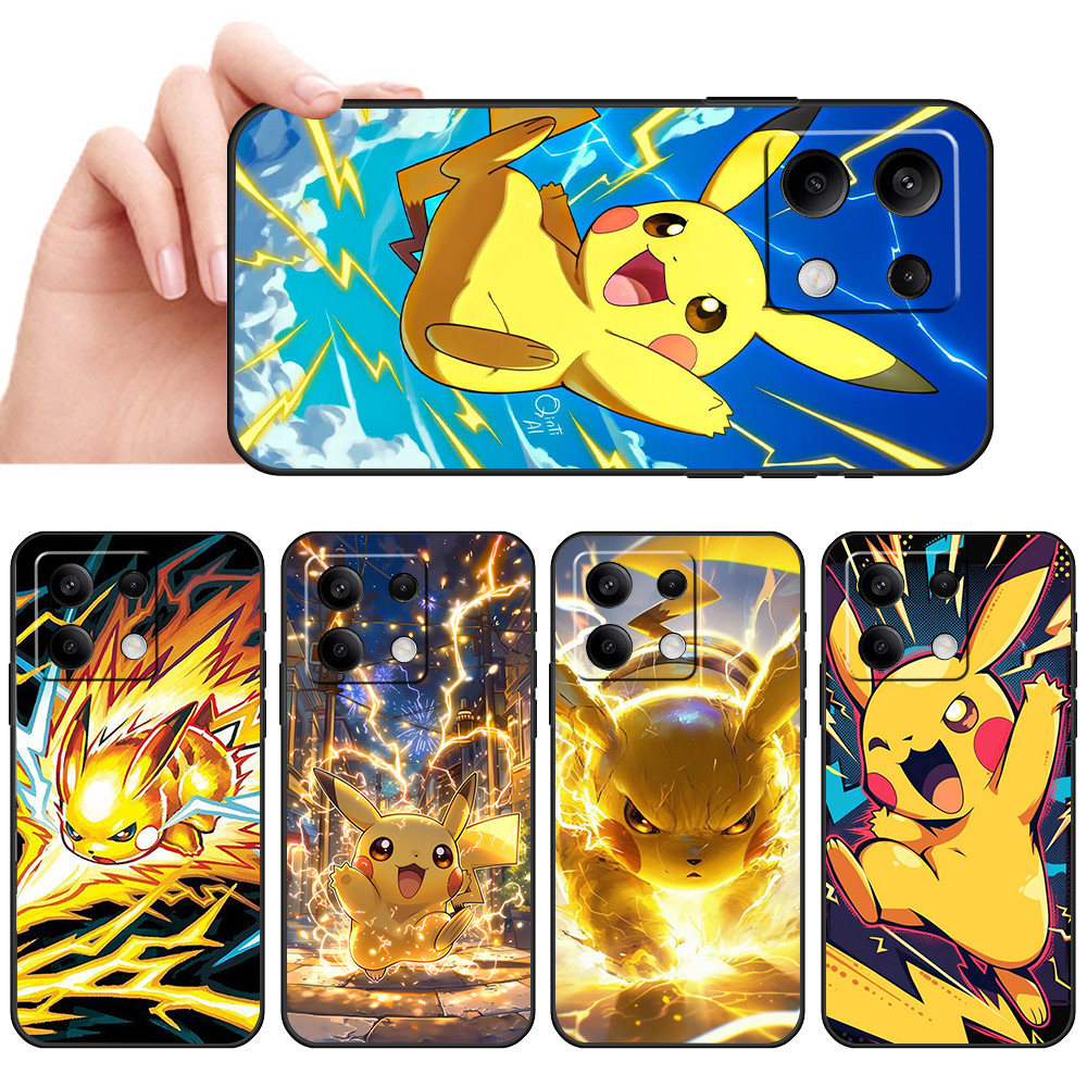 Capa de Telefone Preta Macia Para Xiaomi Redmi Note 12 13 PRO Plus 12 sped 12 Turbo Desenho de Monstro Fofo Pokémon Prot