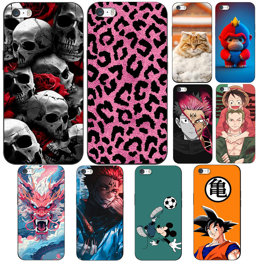 Capa Para iPhone 5 5S SE 2016 4.0 Polegada De Telefone Protetora Tpu Silicone Macio Preto Caso Design Famoso