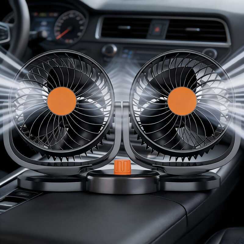 Ventilador de cabeça dupla para carro, 24V, caminhão grande, dedicado, ventilador regulador de velocidade sem velocidade