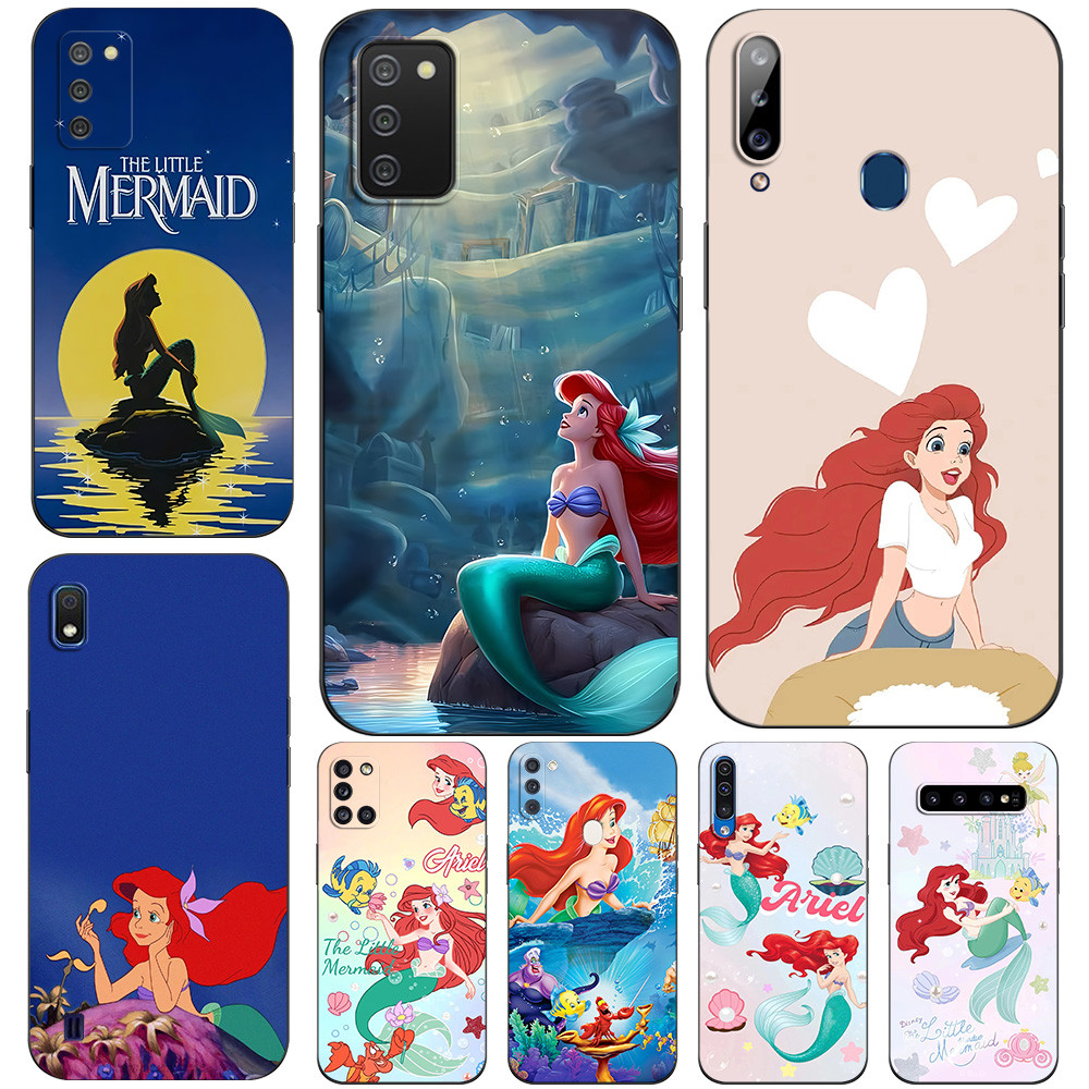 Capa Para Samsung Galaxy A8 A6 PLUS A9 2018 Traseira Telefone De Silicone Macio Preto tpu Sereia Princesa A Pequena