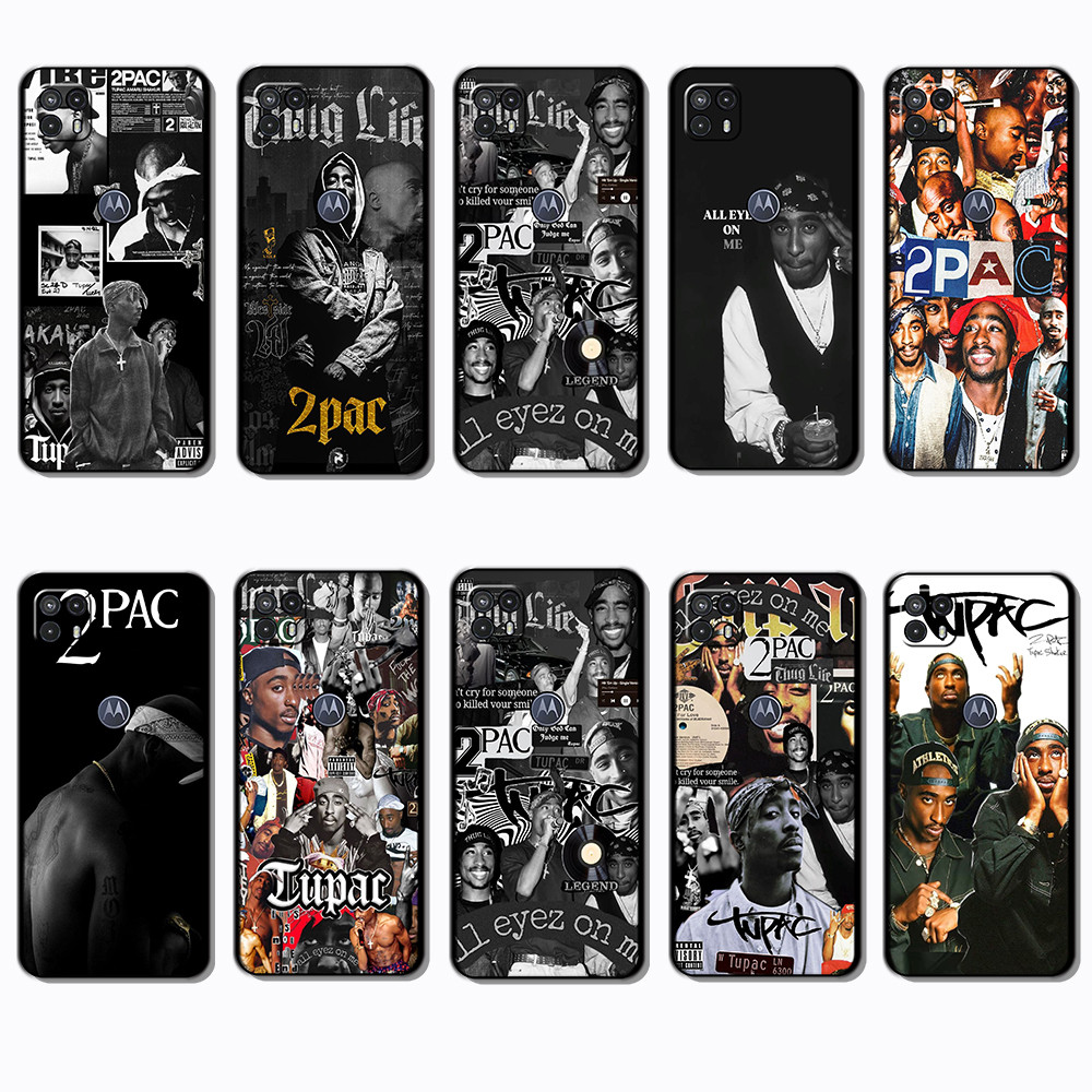 Para 3c Motorola Moto G50 5G 2Pac Tupac Capa De TPU Preta Macia
