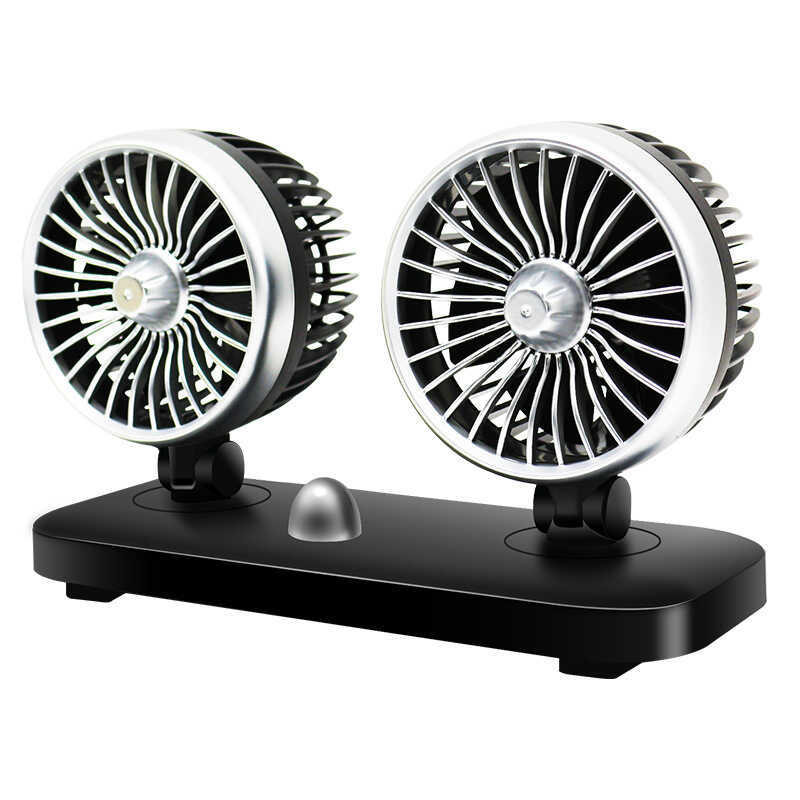 Ventilador de carro de duas cabeças 12 24v Ventilador de caminhão grande com regulação de velocidade de duas velocidades