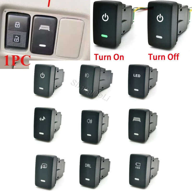 1PC Carro LED Vista Ventilador Ligar/Desligar Frente Traseira Botão Interruptor De Luz De Nevoeiro Apto Para Honda City