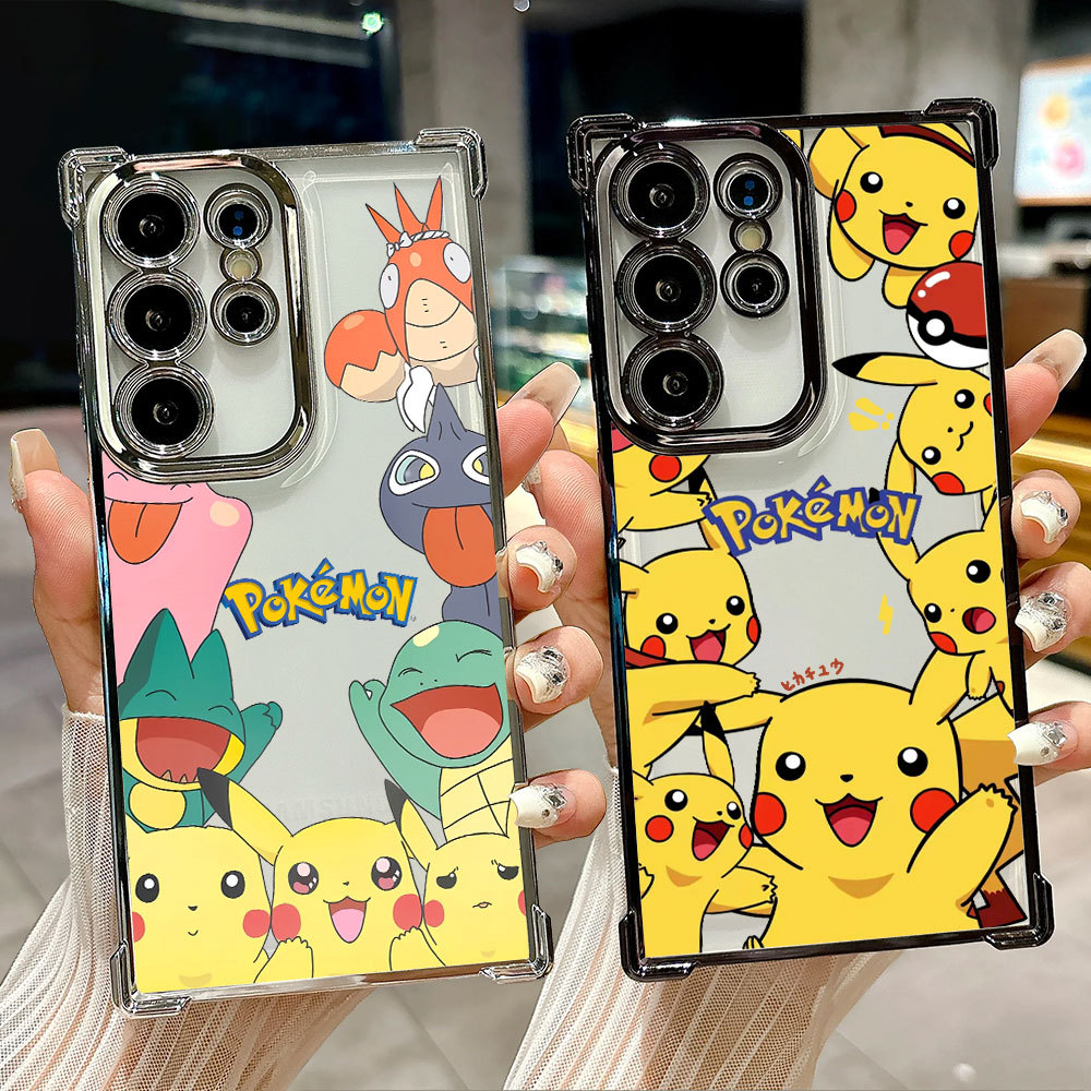 Capa Transparente Pokémon Pikachu Anime Para Samsung S26 Ultra A57 S24 S23 S22 S21 S25 Plus S20 S25FE S26EDGE A37 Latera