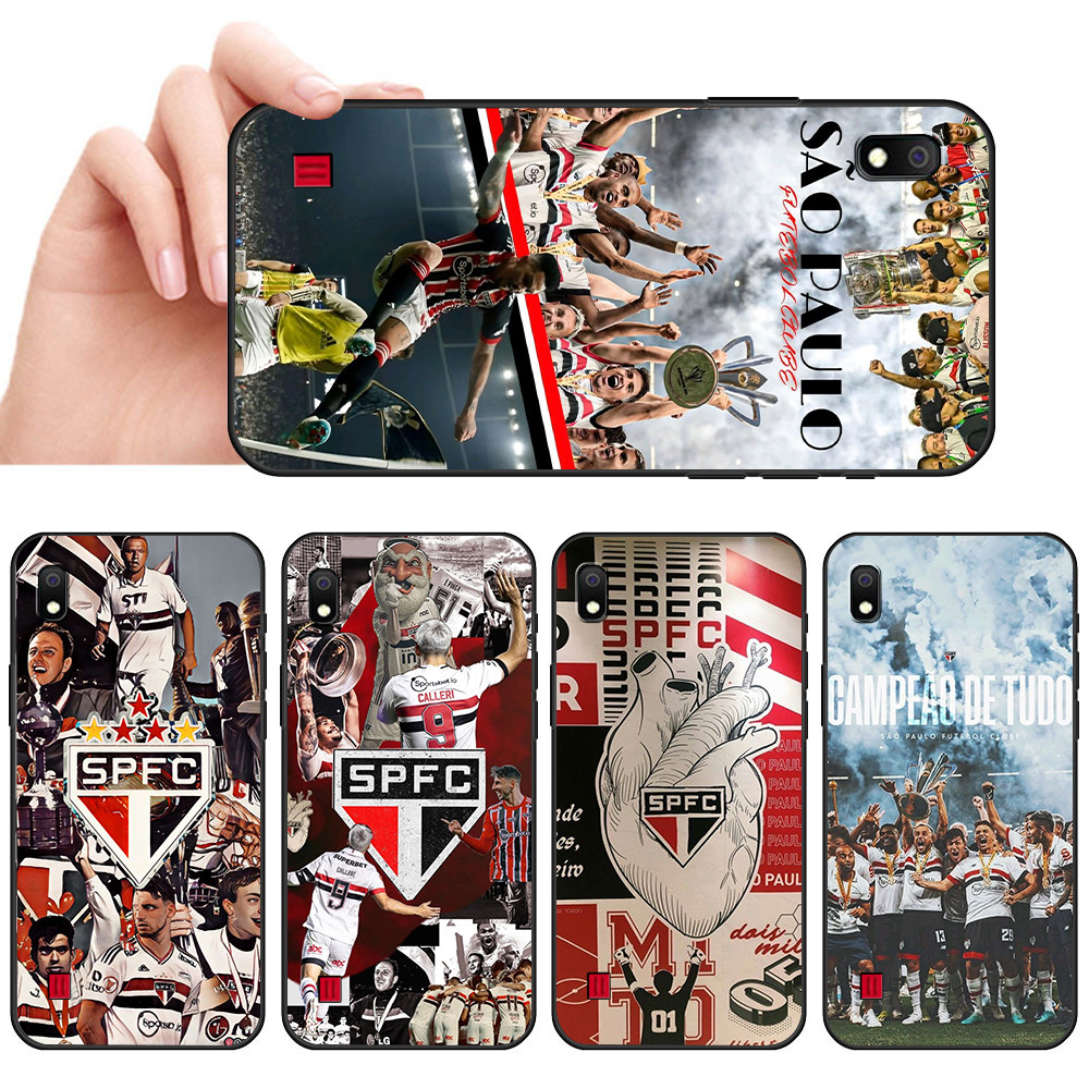 Capa De Telefone Preta Macia Para Samsung A6 A7 A8 A9 A01 A02 A10 A10S Vermelho Preto gráfico esportivo paulista Proteto