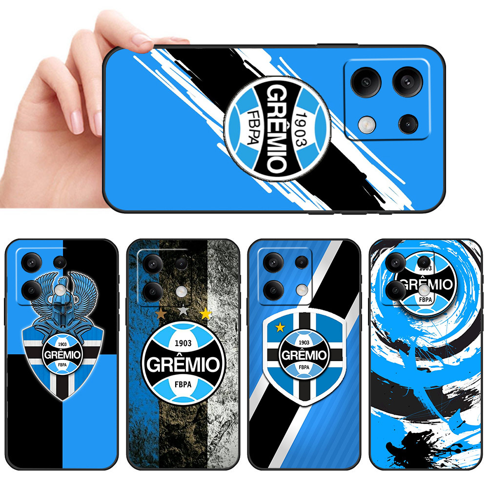 Capa De Telefone Preta Macia Para Xiaomi Redmi Note 12 13 PRO Plus 12 sped 12 Turbo Grêmio Azul Preto arte torcedor RS P