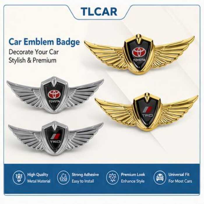 TLCAR KLNU Toyota Car Body 3D Metal Logo Asas Adesivo Decoração Emblema Para Vios Rush Wigo Innova Hilux Fortuner HiAce