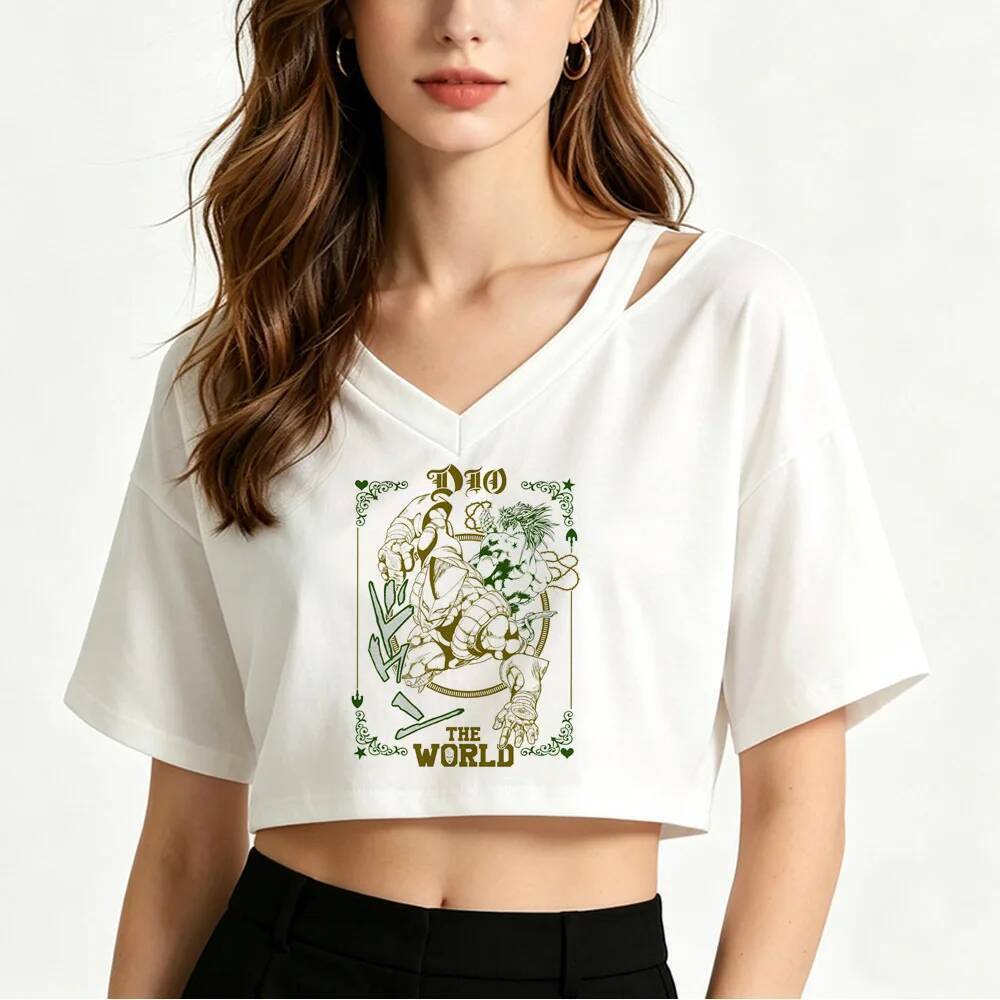 Jojo Bizarre Adventure crop top Feminino Gráfico anime Cena streetwear vintage Camiseta baddie jojifuku