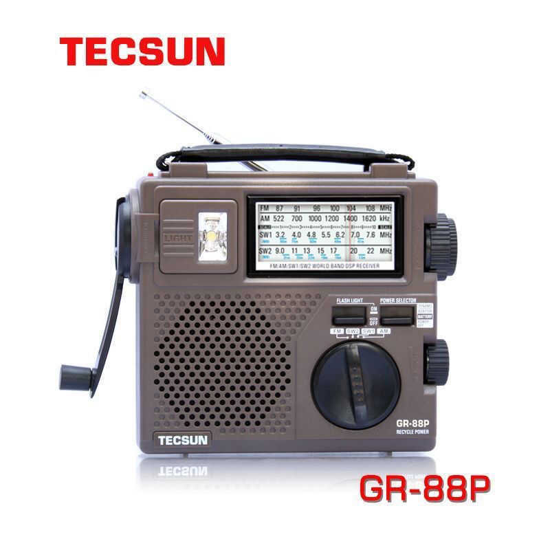 Gerador portátil com manivela manual Tecsun/Tecsun FM/onda média/rádio de ondas curtas Rádio de emergência