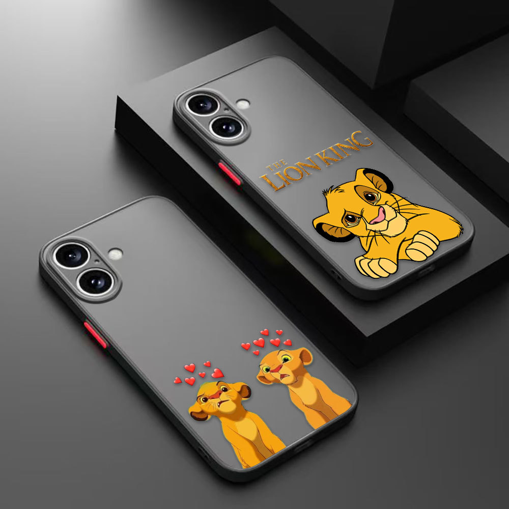 O Rei Leão Simba Nala Capa Fosca Caso De Telefone Para iPhone Apple 17 Ar 16 15 17 13 12 11 PRO MAX PLUS TPU DIY Escudo