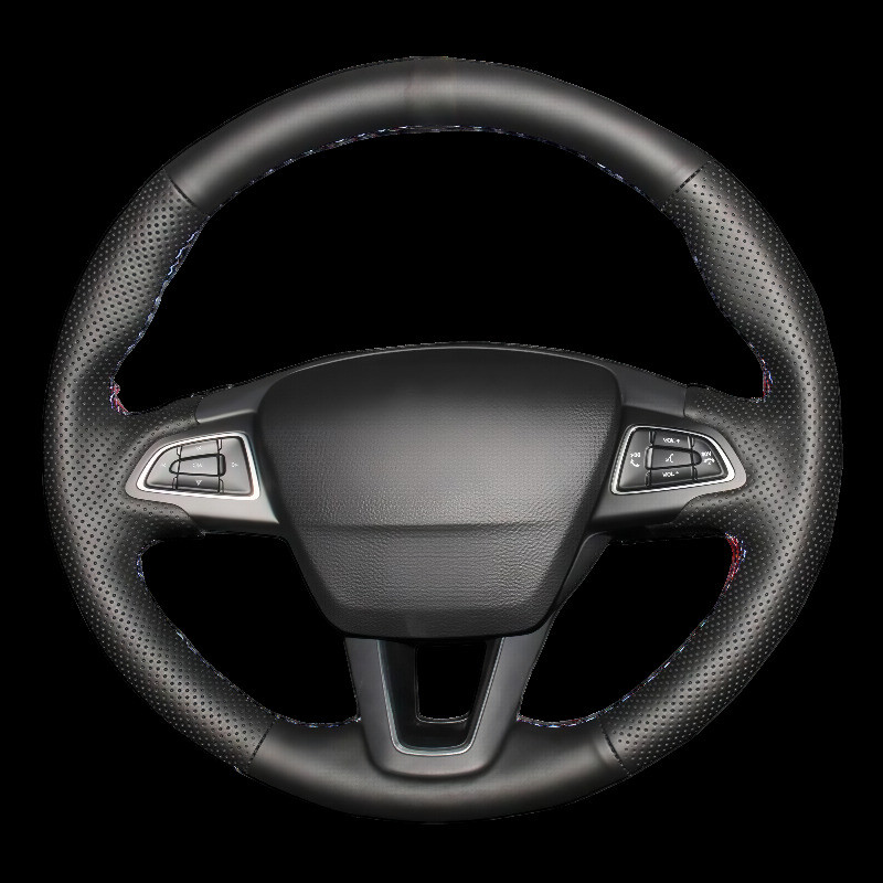 Capa De Volante De Carro Costurada À Mão Personalizada De Couro Artificial DIY Para Ford Focus 3 2015 2016 2017 2018 Esc
