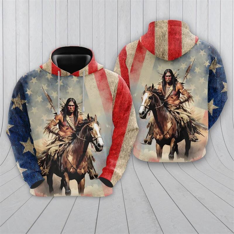 Corrida De Cavalos Gráfico Hoodies Para Roupas Masculinas Moletom De Moda Animal Pullovers Casual Menino Streetwear Conc