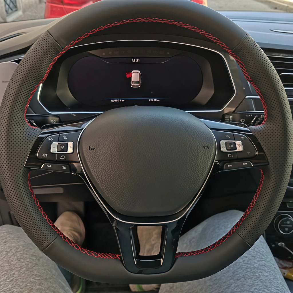 Capa De Volante De Carro Costurada À Mão Personalizada De Couro Artificial DIY Para Volkswagen Golf 7 Mk7 Novo Polo Pass