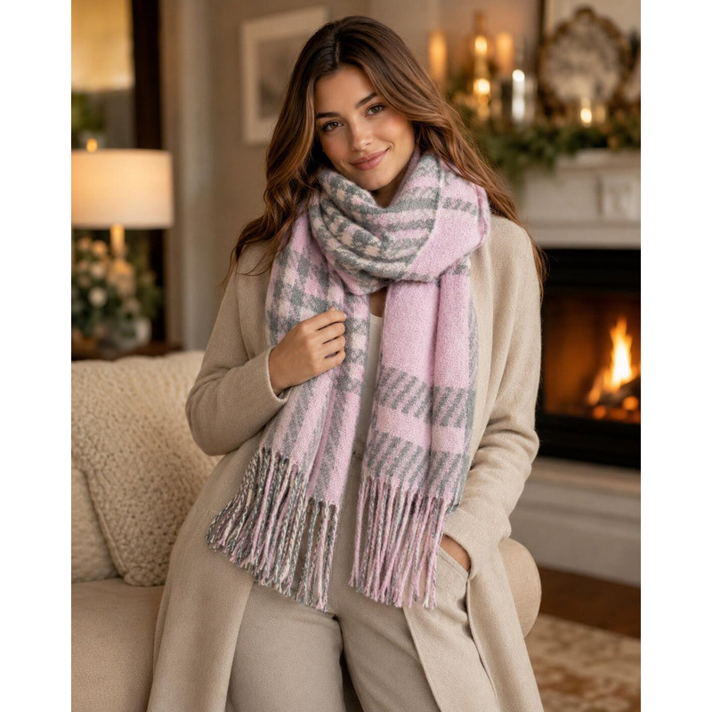 Cachecol Xadrez Unissex Feminino Masculino Lenço Pashmina Echarpe Quente Para Frio Inverno