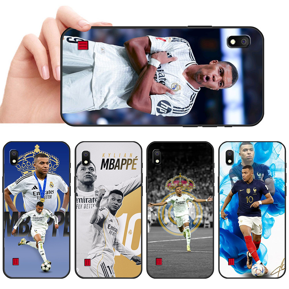Capa De Telefone Preta Macia Para Samsung A6 A7 A8 A9 A01 A02 A10 A10S Mbappé Estilo arte futebol francês Protetora Anti